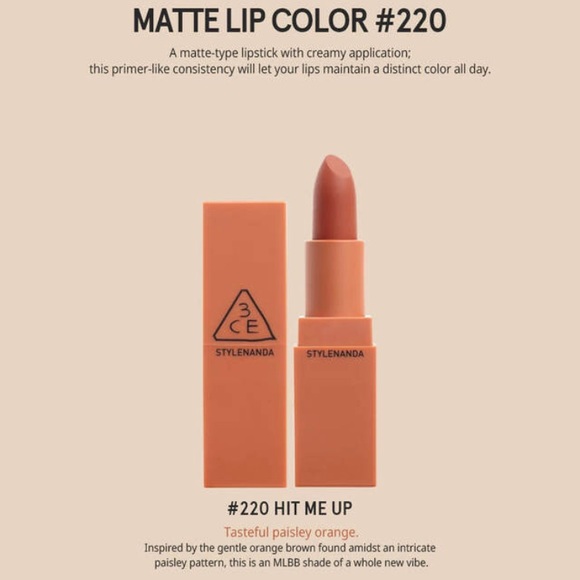 New 3CE Mood Recipe Matte Lipstick #220 Hit Me Up - Picture 2 of 7